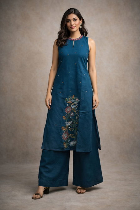 Naisha K 721 Cotton Flex Embroidery Kurti With Bottom Exporters In India
